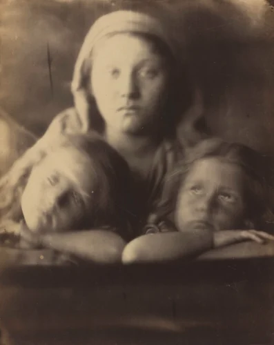 Mary Hillier and Two Children by Julia Margaret Cameron, photograph, 1864