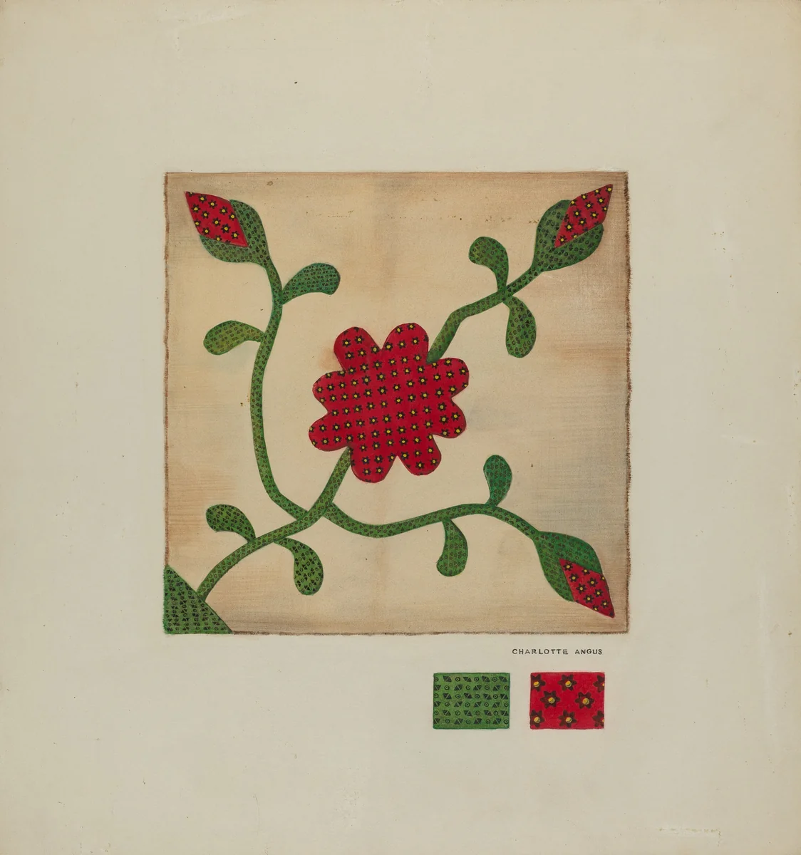 Quilt Block by Charlotte Angus, index of american design, 1937