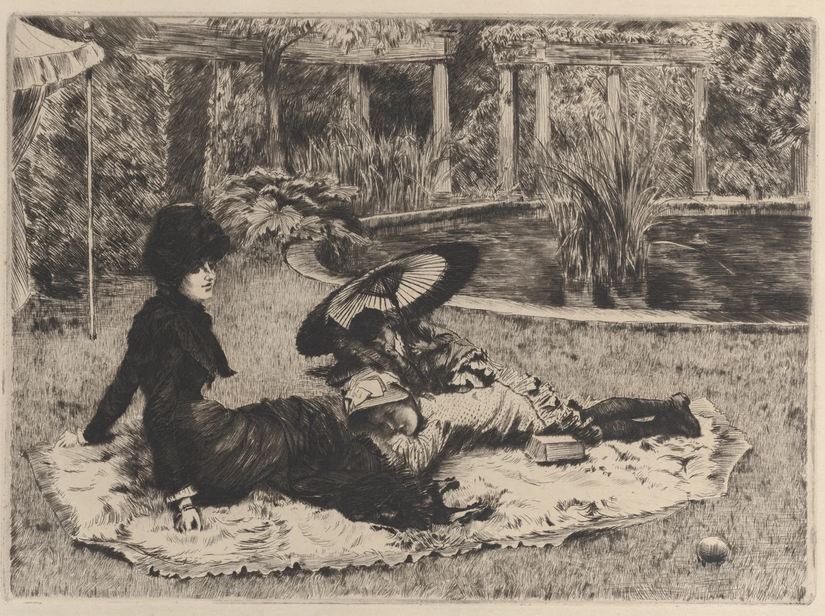 On the Grass by James Tissot, print, 1880