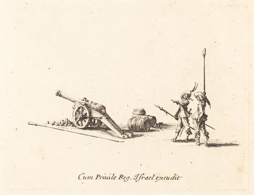 Preparing to Fire the Cannon by Jacques Callot, print, 1634-1635