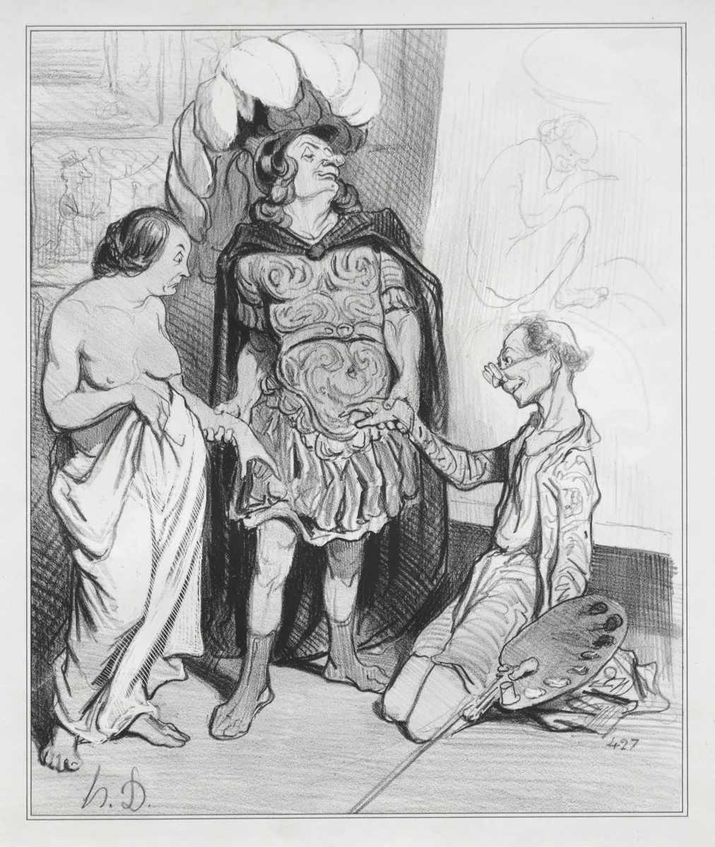 Apelles and Campaste by Honoré Daumier, print, 1842