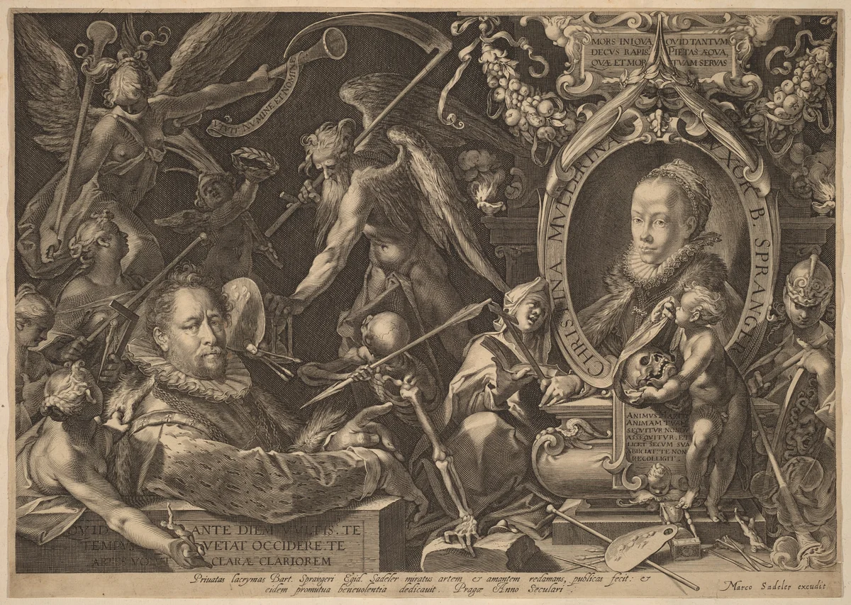 Bartholomaeus Spranger and his Late Wife Christina Muller by Aegidius Sadeler II, print, 1595-1605