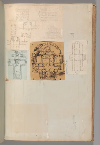 Page from a Scrapbook containing Drawings and Several Prints of Architecture, Interiors, Furniture and Other Objects by Charles Percier, book, 1795-1805