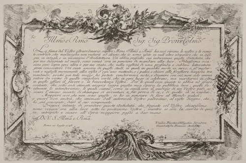 Dedication by Giovanni Battista Piranesi, portfolio, 1748