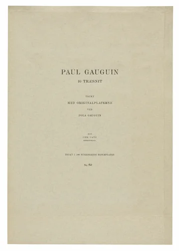 Title Page to Paul Gauguin: 10 Traesnit (Pola Gauguin Portfolio) by Pola Gauguin, print, 1921