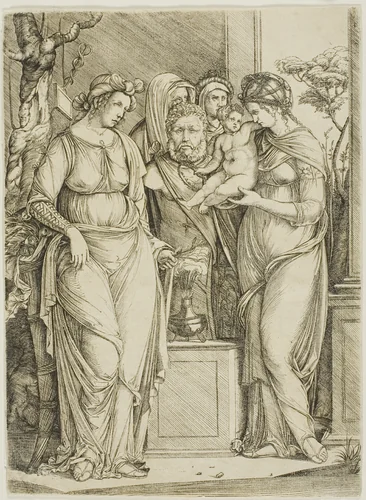 Sacrifice to Priapus, the larger plate by Jacopo de' Barbari, print, 1499-1501