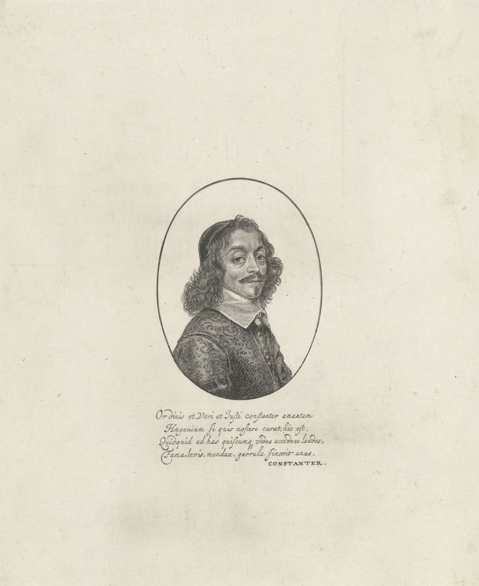Portret van Constantijn Huygens by Jonas Suyderhoef, print, 1623-1686
