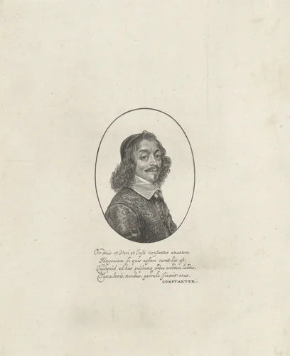Portret van Constantijn Huygens by Jonas Suyderhoef, print, 1623-1686
