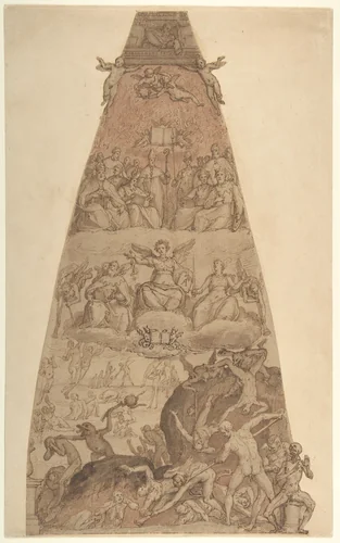 Scene from the Last Judgment, Study for the Fresco Decoration of One of the Segments of the Cupola of the Cathedral of Santa Maria del Fiore in Florence by Federico Zuccaro, drawing, 1576-1579