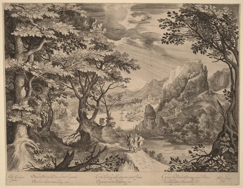 The Disciples on the Way to Emmaus by Nicolaes de Bruyn, print, 1599-1609