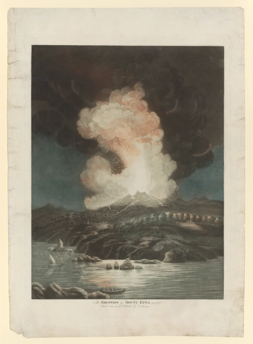 Eruption of Mount Etna by Edward Savage, print, 1799