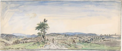 Landscape by Johan Barthold Jongkind, drawing, 1877