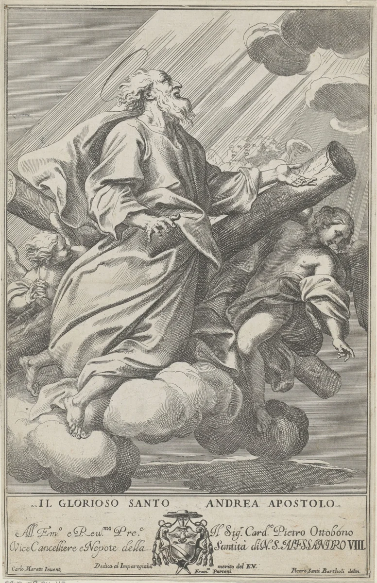 Apostel Andreas by Pietro Sante Bartoli, print, 1645-1700