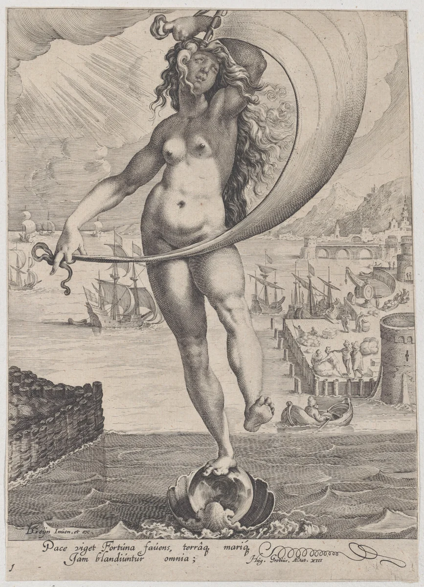 Fortune, plate 1 from "Virtues and Vices" by Zacharias Dolendo, print, 1596-1597