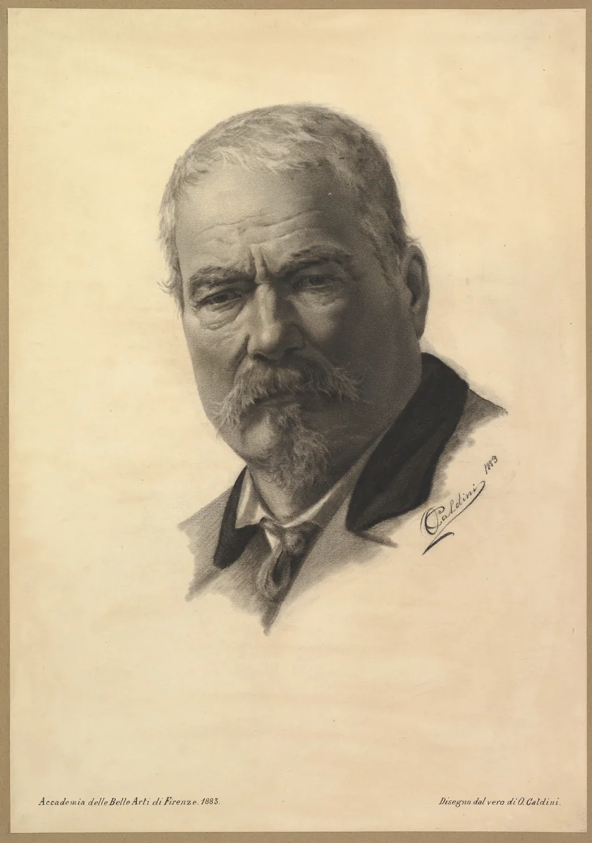 Portrait Head of a Man by Oresto Caldini, drawing, 1800-1900