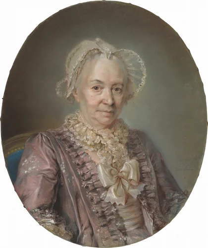 An Elderly Lady in a Mauve Silk Dress by Claude Bornet, drawing, 1767
