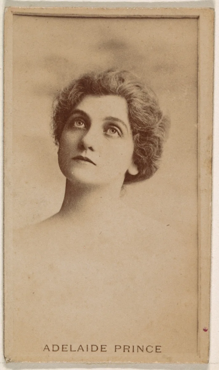 Adelaide Prince, from the Actresses series (N245) issued by Kinney Brothers to promote Sweet Caporal Cigarettes by Kinney Brothers Tobacco Company, photograph, 1890