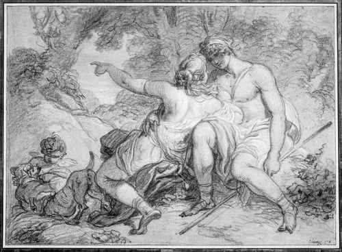 Venus and Adonis by François-André Vincent, drawing, 1778