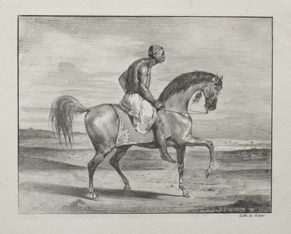 African on Horseback by Eugène Delacroix, print, 1823