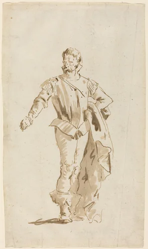 Standing Man in Sixteenth-Century Costume by Giovanni Battista Tiepolo, drawing, 1696-1770