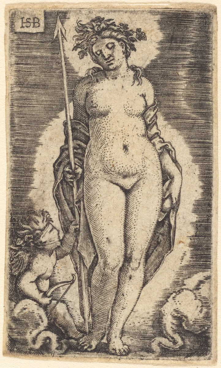 Venus and Cupid by Sebald Beham, print, 1535-1540