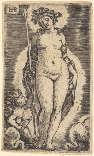 Venus and Cupid by Sebald Beham, print, 1535-1540