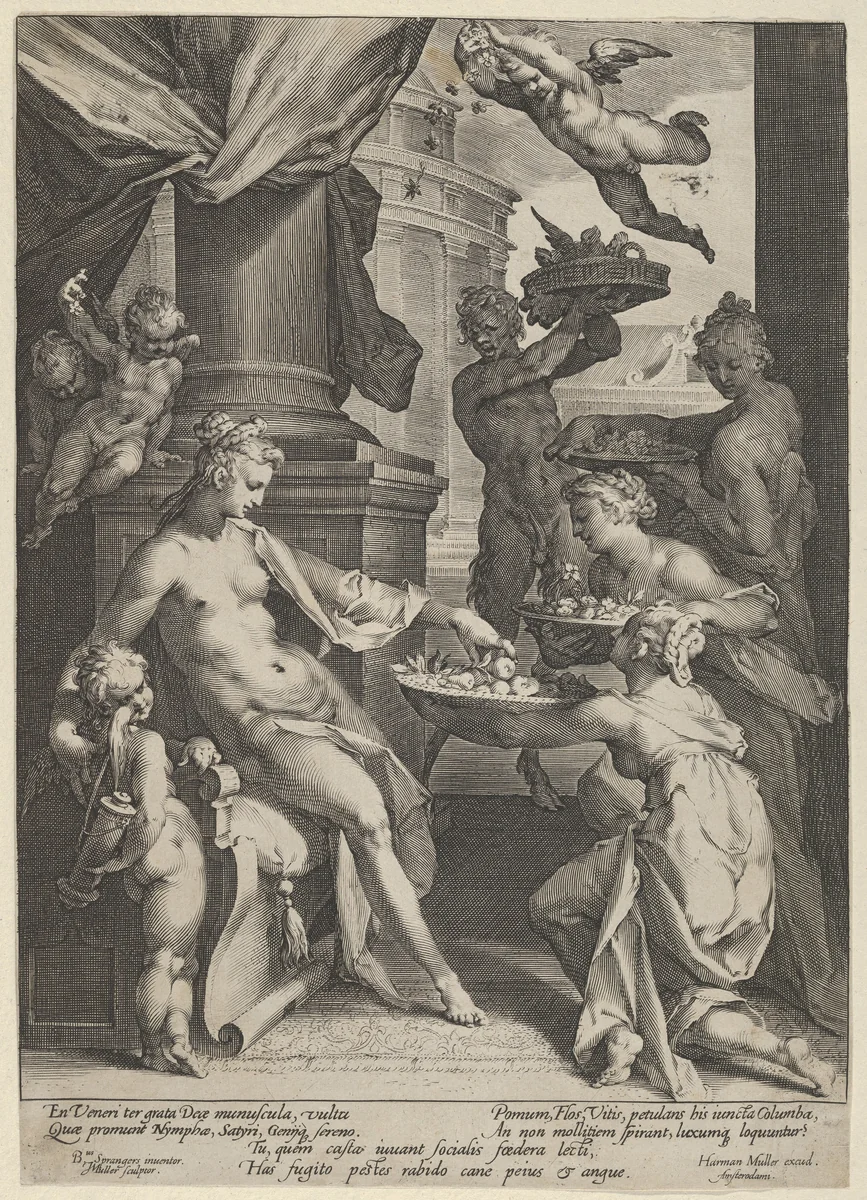 Venus Honored by the Nymphs by Jan Muller, print, 1586-1596