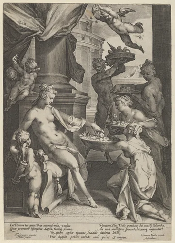 Venus Honored by the Nymphs by Jan Muller, print, 1586-1596