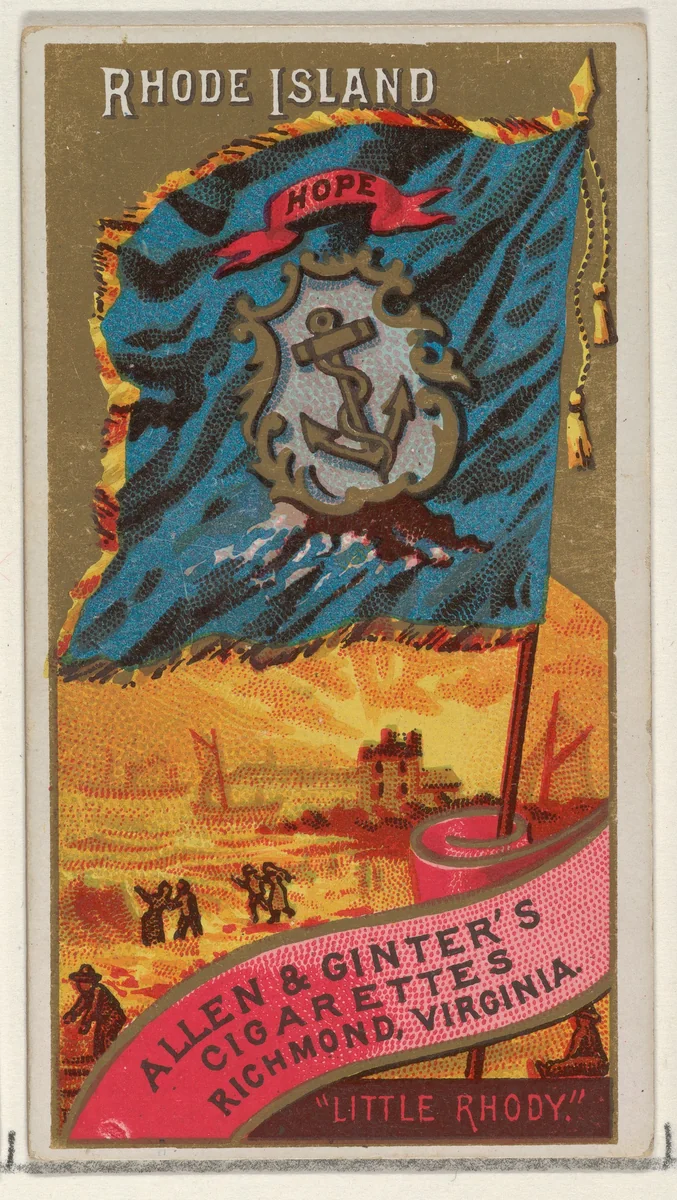 Rhode Island, from Flags of the States and Territories (N11) for Allen & Ginter Cigarettes Brands by Allen & Ginter, print, 1888