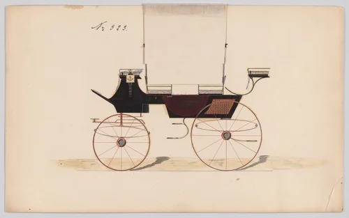 Design for Ten Seat Drag, no. 323 by Brewster & Co., drawing, 1850-1870