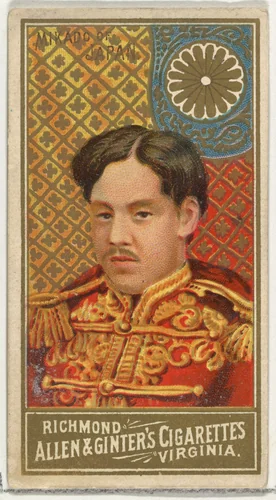 Mikado of Japan, from World's Sovereigns series (N34) for Allen & Ginter Cigarettes by Allen & Ginter, print, 1889