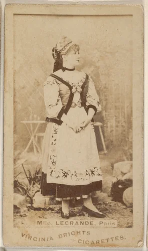 Mlle. Legrande, Paris, from the Actors and Actresses series (N45, Type 1) for Virginia Brights Cigarettes by Allen & Ginter, photograph, 1885-1891