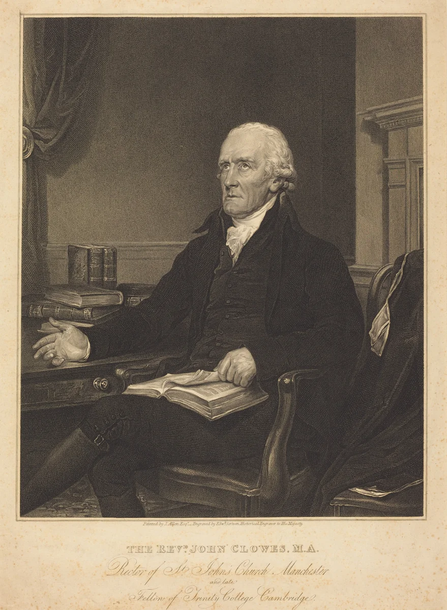 Rev. John Clowes by Edward Scriven, print, 1820