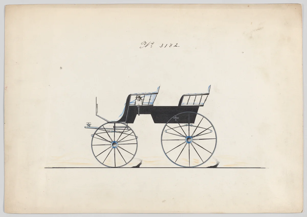 Design for T-Cart, no. 3182 by Brewster & Co., drawing, 1876
