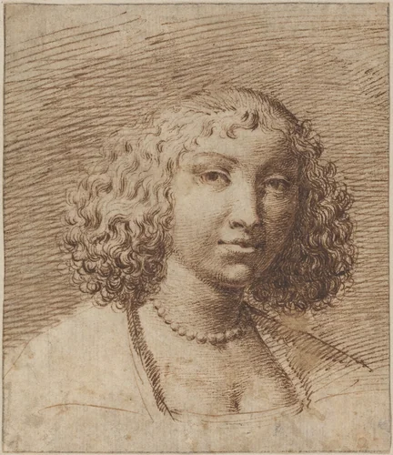 Young Woman with a Pearl Necklace by Isaac Fuller, drawing, 1606-1672