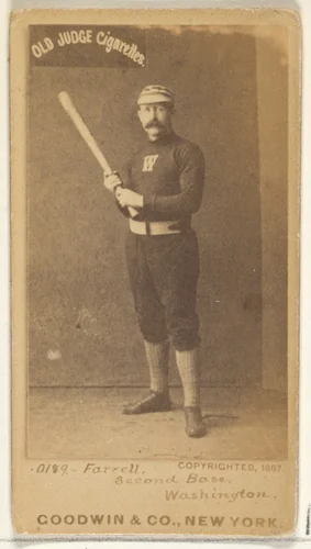 John A. "Jack" Farrell, 2nd Base, Washington Nationals, from the Old Judge series (N172) for Old Judge Cigarettes by Goodwin & Company, photograph, 1887