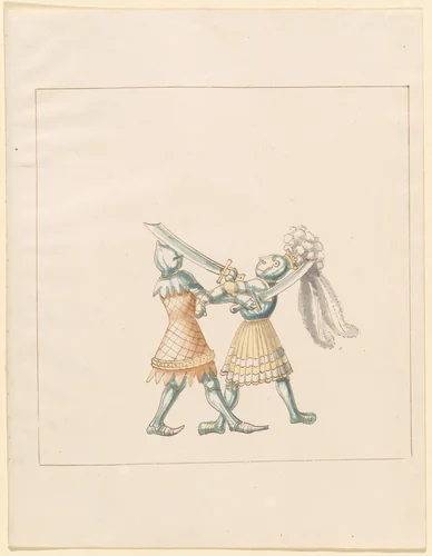 Foot Combat with Falchions by German 16th Century, drawing, 1515