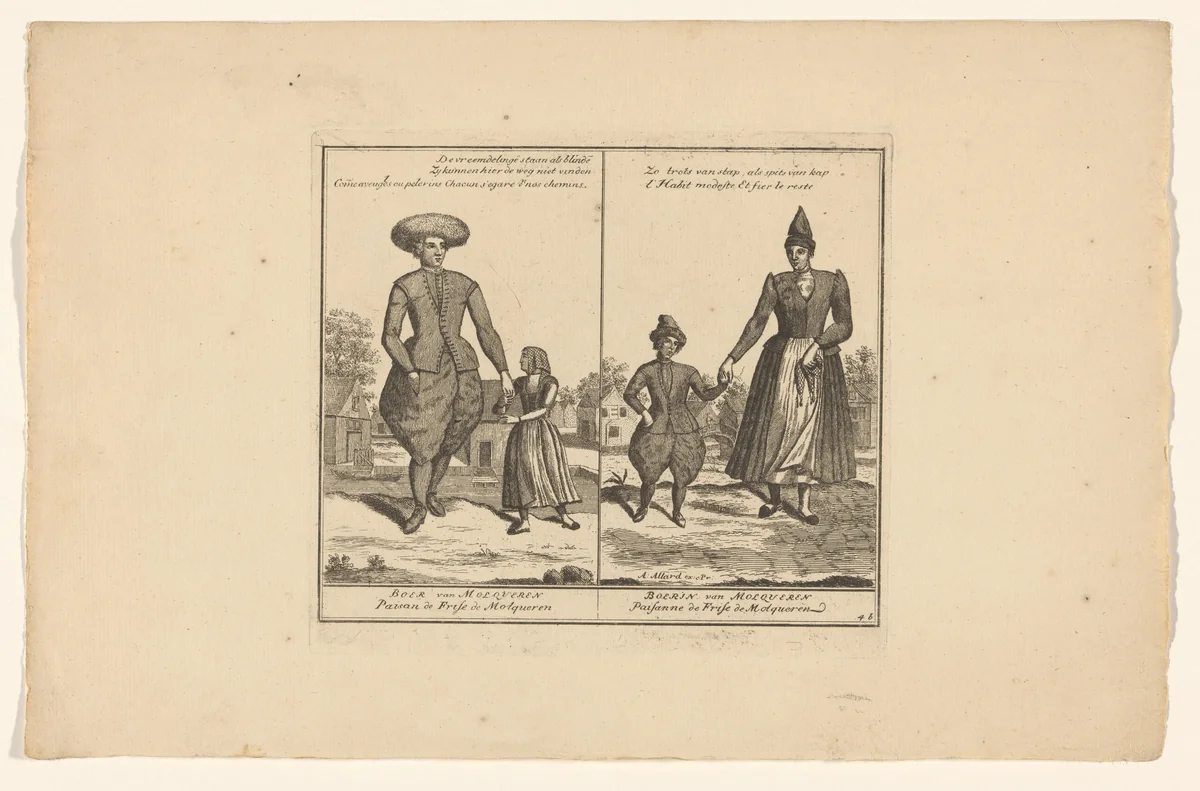 Boer en boerin van Molsqueren by Abraham Allard, print, 1676-1725