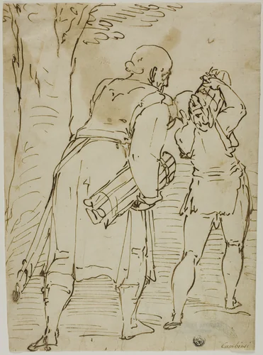 Abraham and Isaac by Luca Cambiaso, drawing, 1568-1572