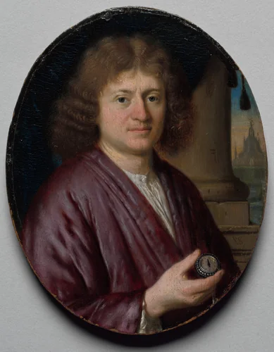 Portrait of a Man Holding a Watch by Pieter Cornelisz. van Slingelandt, painting, 1665-1675