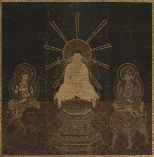 Shakyamuni Triad by Unknown, painting, 1200-1333