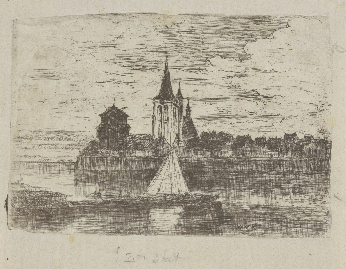 Gezicht op het stadsdeel Wyck te Maastricht by Alexander Schaepkens, print, 1840