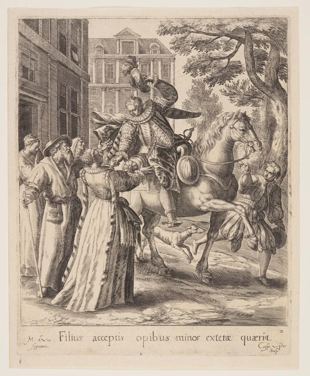 The Son Saying Farewell, from The Parable of the Prodigal Son by Crispijn van de Passe I, print, 1600