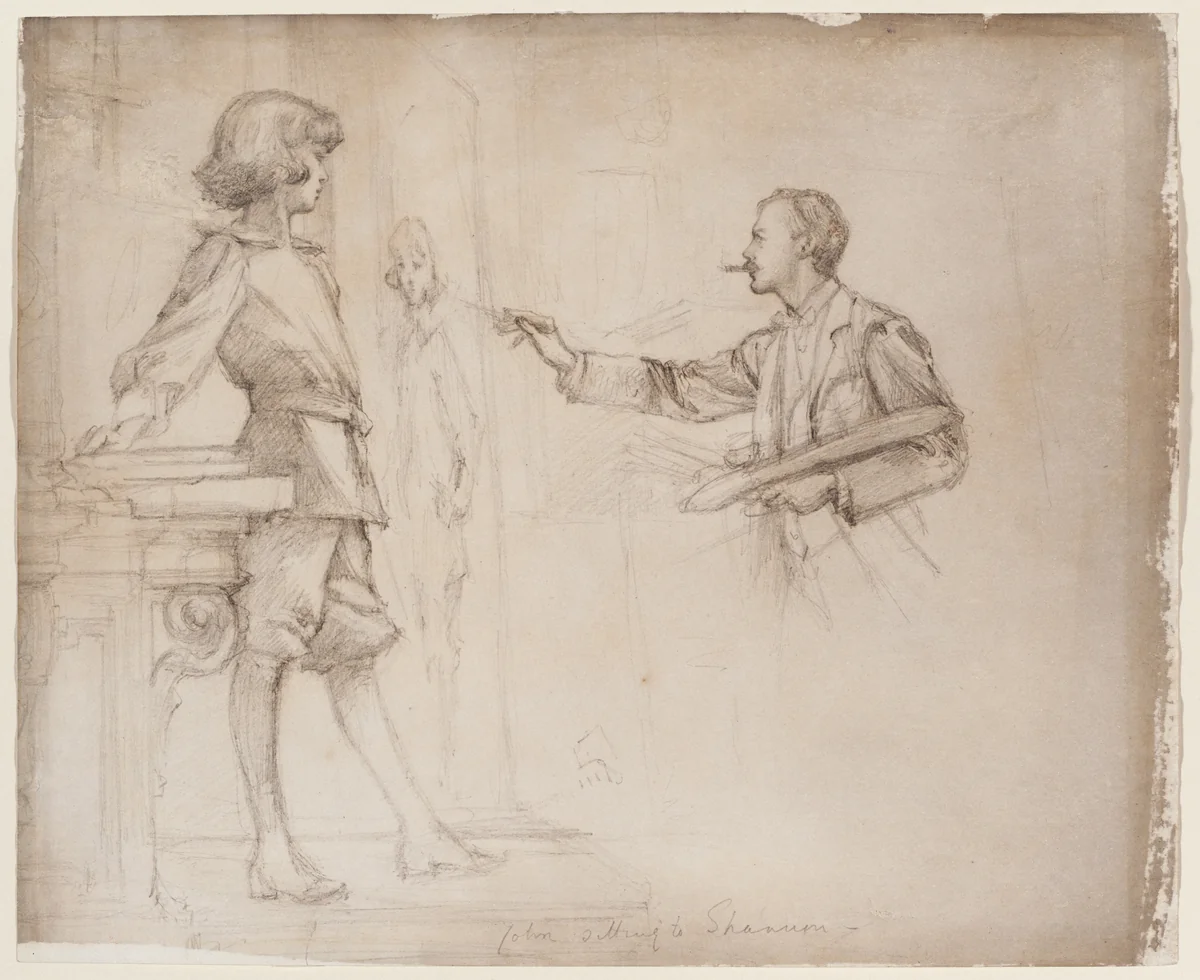James Jebusa Shannon Painting a Portrait of the Young John Manners by Violet Manners, drawing, 1897