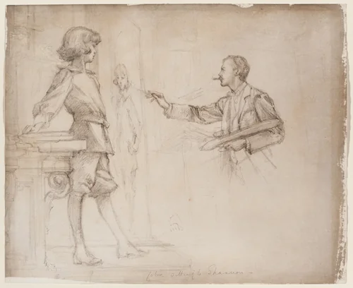 James Jebusa Shannon Painting a Portrait of the Young John Manners by Violet Manners, drawing, 1897