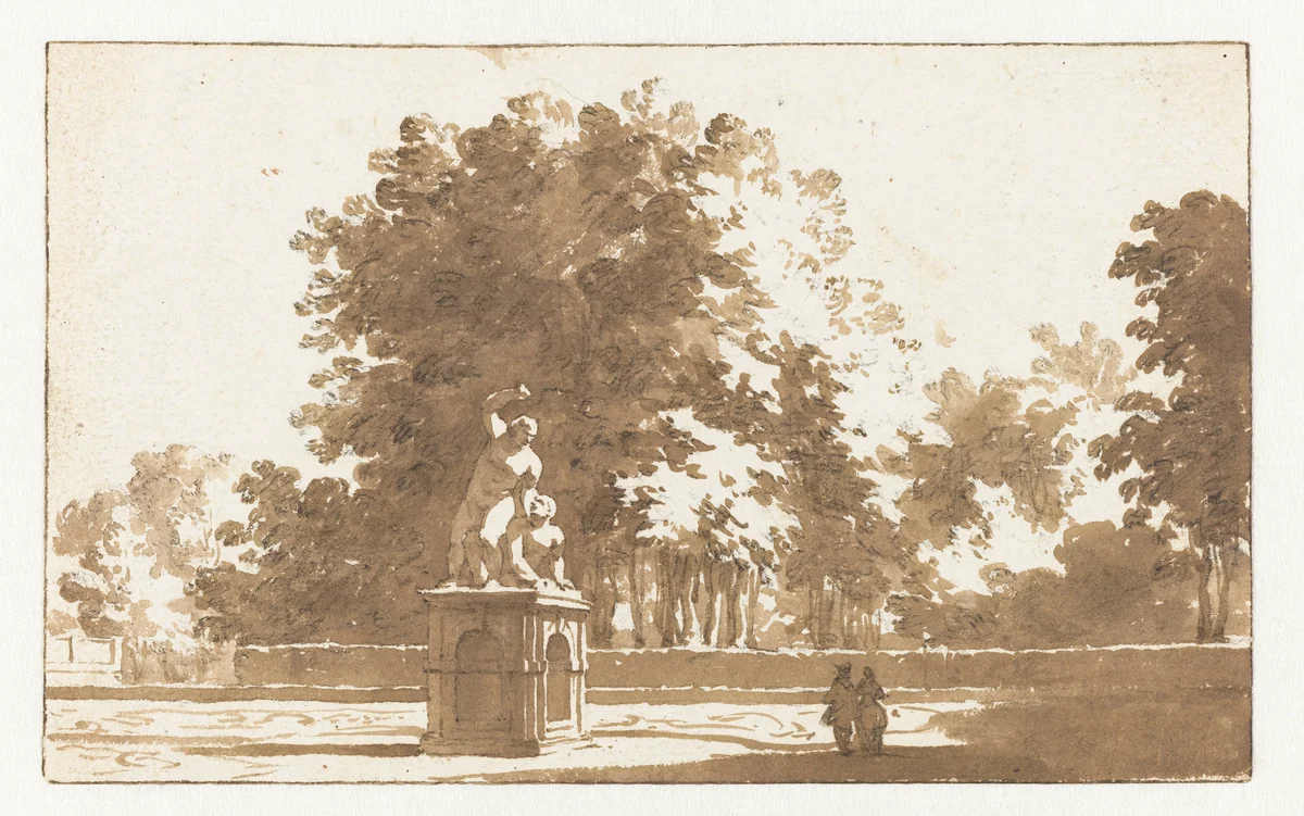 A Sculpture Group in the Garden of Honselaarsdijk Castle by Jan de Bisschop, drawing, 1648-1671