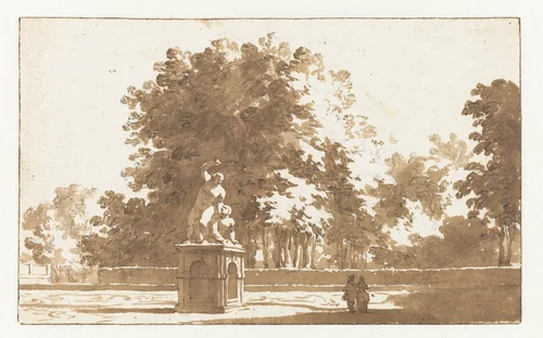 A Sculpture Group in the Garden of Honselaarsdijk Castle by Jan de Bisschop, drawing, 1648-1671