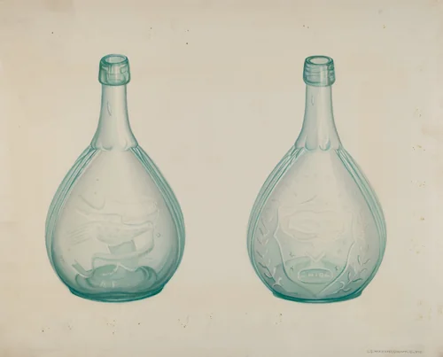 Green Whiskey Bottle by Lorraine S. Makimson, index of american design, 1941