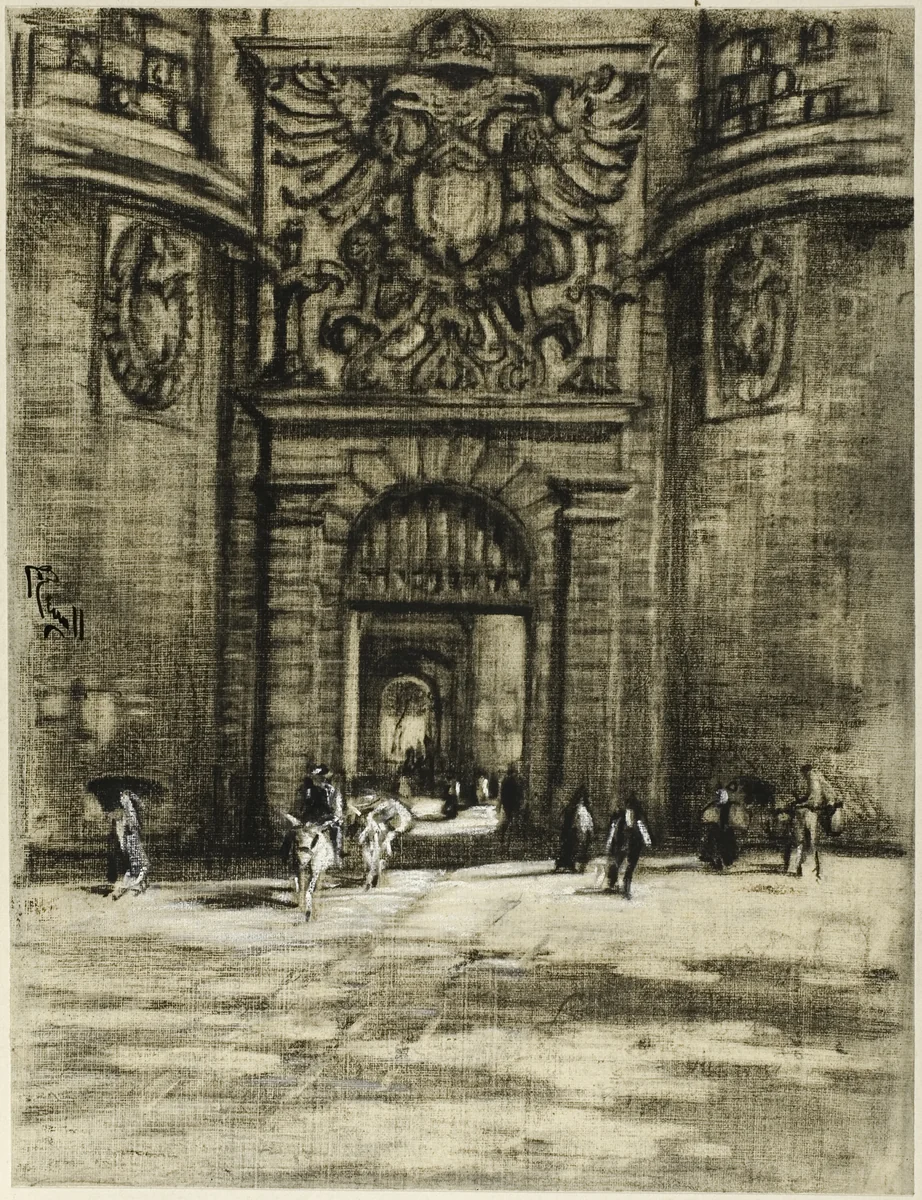 Porta Viragia, Toledo by Joseph Pennell, drawing, 1898-1908