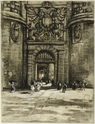 Porta Viragia, Toledo by Joseph Pennell, drawing, 1898-1908